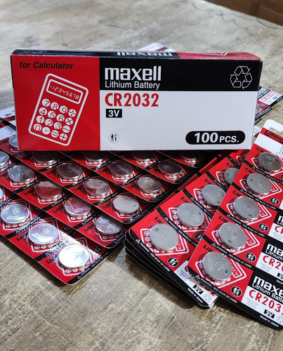 Pila Maxell Cr2032 De Lithium 3v Batería Caja 100 Unidades