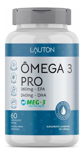 Ômega 3 Pro 360mg EPA 240mg DHA MEG-3 60 cápsulas - Lauton Nutrition