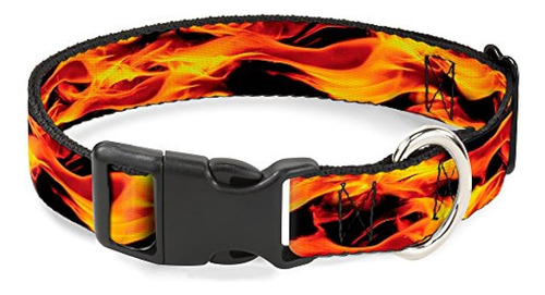 Collar De Clip De Plástico Con Hebilla - Flames Vivid Black/