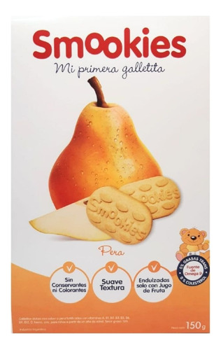 Galletitas Orgánicas Smookies De Pera Y Trigo 3 X 150 Gr