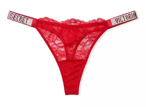 Calcinha Victorias Secret Fio Dental Com Logo Em Strass