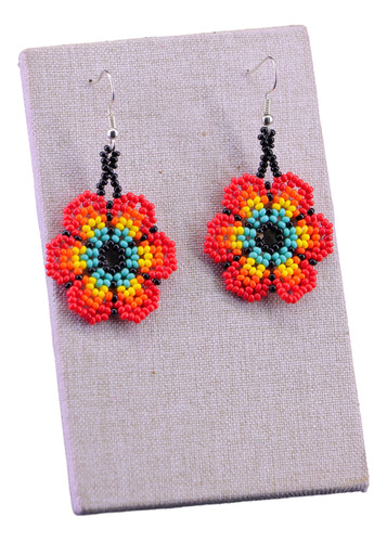 Aretes De Flor Rojas Pendientes Colgantes Hecho A Mano