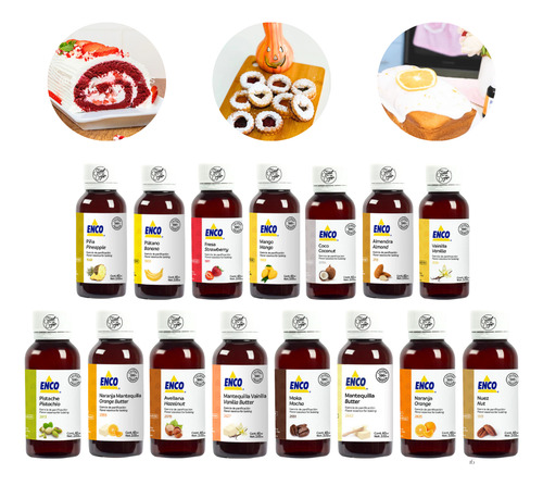 Kit Esencias Enco 60ml Panadería Galletería Repostería 15 Pz
