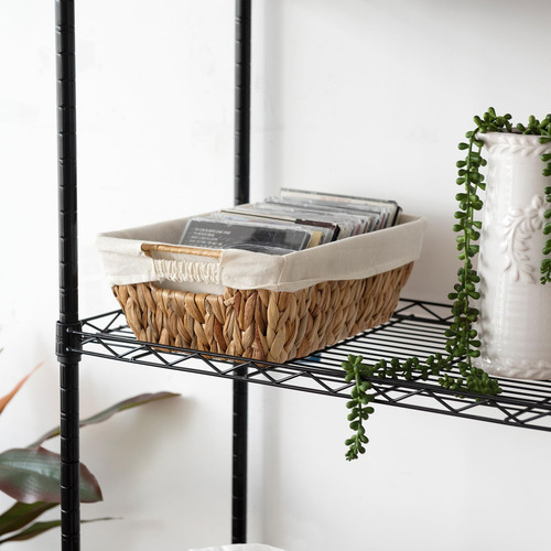 Cestas de armazenamento de vime Js Home com forros, cesta de cor natural