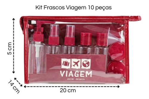 Imagem 2 de 7 de Kit De Frascos P/ Viagem De 10 Peças Vinho Potes Cosméticos
