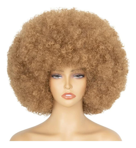 Peluca Afro 1970 Para Mujer, Miel Rubia, Corte Afro