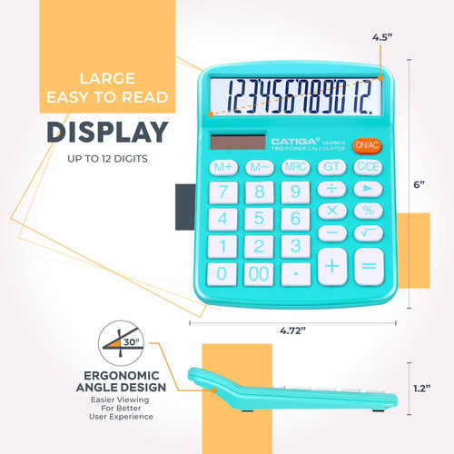 Calculadora De Escritorio Con Pantalla Lcd De 12 Digitos