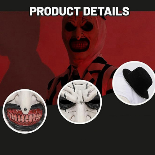 Máscara 3x Halloween Terrifier Máscara Killer Clown Scary Jo