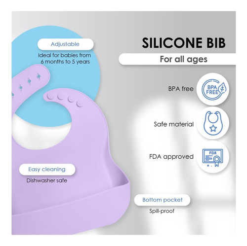 Bluet B Conjunto De 3 Baberos De Silicona Impermeables Para
