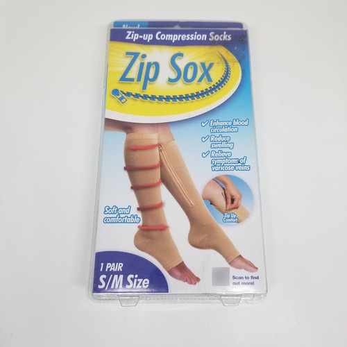 Medias De Comprension Zip Sox Talla S/m Color Carne