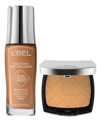 L'bel - Set Pro Hialuron Base De Maquillaje + Polvo Base Cacao 350n - Polvo Golden 300