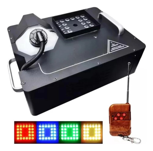 Máquina Fumaça 2000w Iluminação 24 Led Rgb C/ Controle Dmx Cor Preto