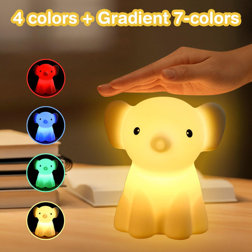 Luz Nocturna Elefante Cute Para Niños Usb Recargable Color De La Estructura Color De La Pantalla