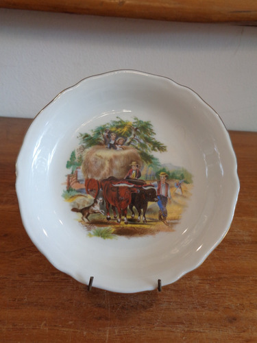 Antiguo Plato De Porcelana Verbano Bueyes