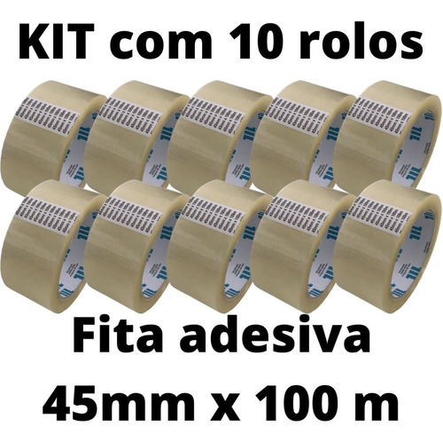 Imagem 4 de 6 de Fita Adesiva 45x100 Transparente Durex Largo - 10 Rolos