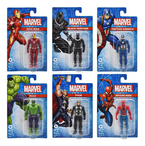 6pack Figuras Básicas 10cm E7837 Spiderman Hulk Ironman