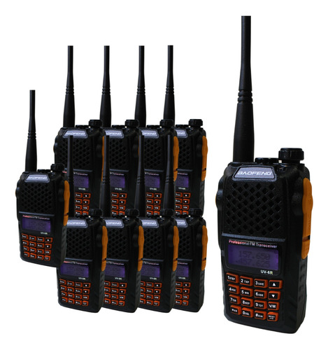 10 Rádio Profissional Walk Talk Ht Baofeng Uv6r Dual Band 8w Bandas De Freqüência Uhf/vhf Cor Preto 100v/240v