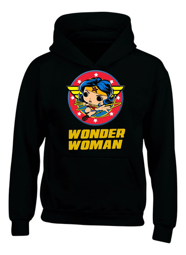 Hoodie Buzo Capota Mujer Maravilla Wonder Woman Black Pop