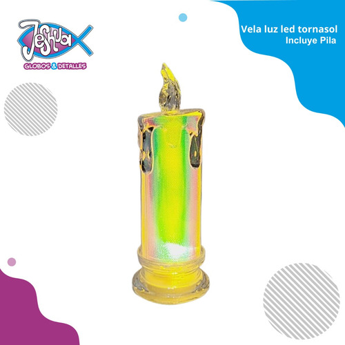 Vela Tornasol Luz Led Con Pilas Navidad X1