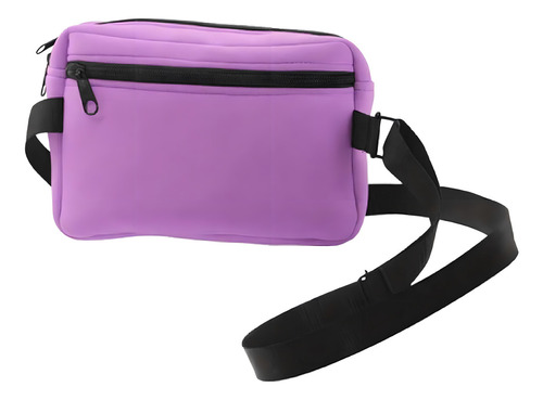 Bolsa Bandolera Neopreno Color Lila - Escualo Acabado De Los Herrajes Cross Correa De Hombro Negro Diseño De La Tela Impermiabls
