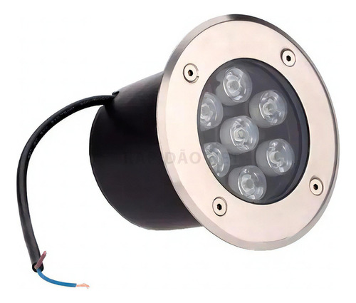 5x Balizador Spot Led Embutir Piso Jardim 7w Frio Bivolt Cor da cúpula Inox Cor da estrutura Preto