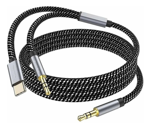 Cable De Audio Auxiliar A Auxiliar + Tipo C