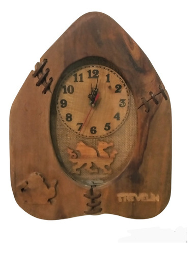 Reloj Artesanal De Madera Recuerdo De Trevelin