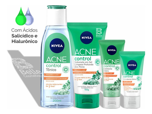 Nivea Acne Control Tônico Sabonete Esfoliante E Hidratante Tipo De Pele Oleosa