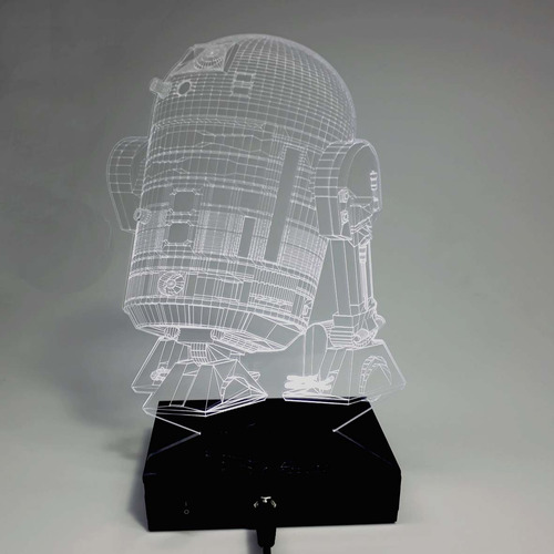 Abajur E Luminária R2d2 De Acrílico Com Led Branco