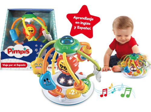 Imagen 2 de 2 de Pelota Sonajero Prono Viaje Espacial Luces Y Sonido Pimpis Color Multicolor
