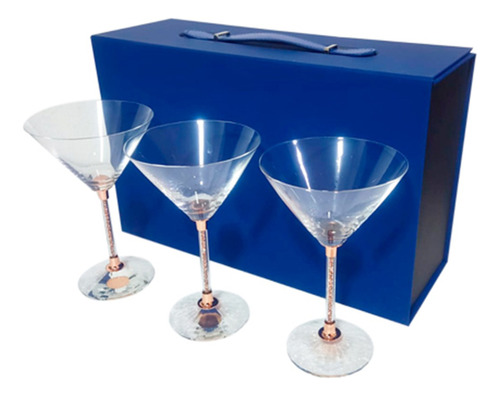 Set 3 Copas Martini Glow Cobrizado 274ml - Maleta