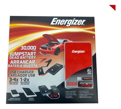 Arrancador Iniciador Batería Auto Energizer Carga Usb