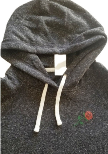 Buzo Algodon Dama Rosa Hoodie  Gris Oscuro Dama