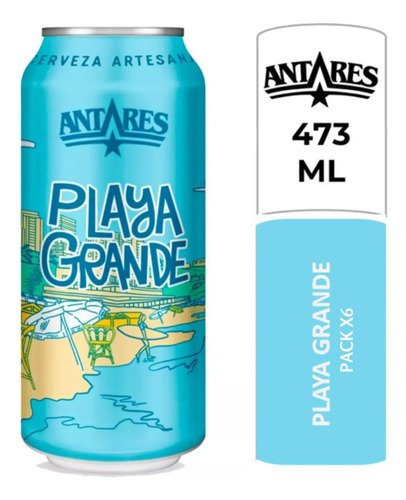 Cerveza Antares Playa Grande Dorada Citrica Lata - Pack X6