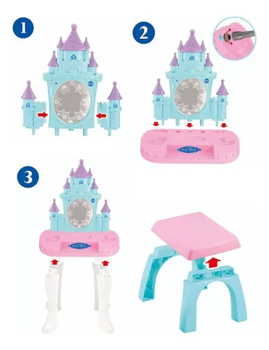 Tocador Juguete Tipo Frozen Castillo Luces/sonido Accesorios