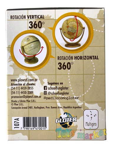 Imagen 4 de 6 de Globo Terraqueo Gloter De 10 Cm Multigiro Con Base Plástico
