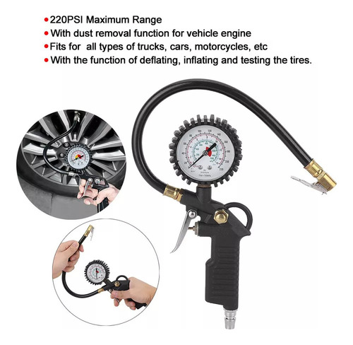Medidor Inflado Con Pistola De Presión For Coche De 220 Psi