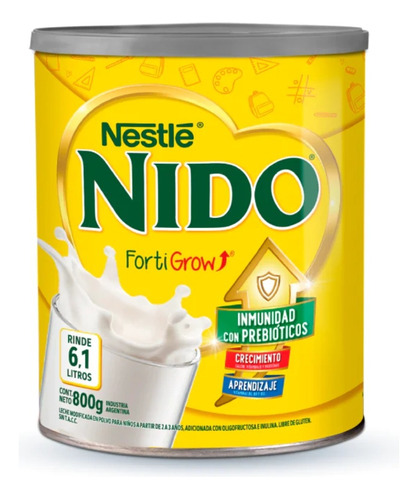  Leche en polvo Nestlé Nido FortiGrow 3D lata 800g