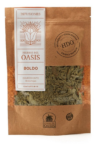 Imagen 1 de 1 de Te Infusion De Boldo En Hebras Oasis Hoja Pura X40gr