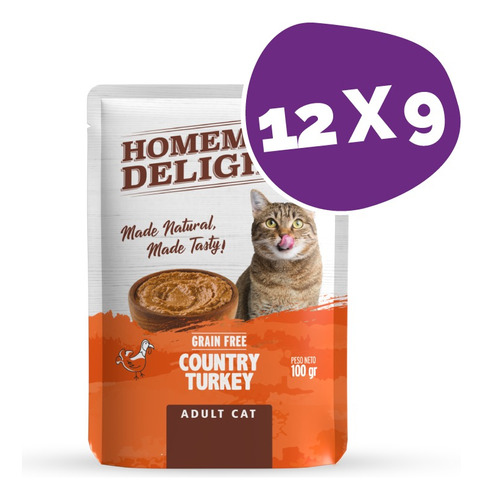 Pouch Homemade Delights Gato Adulto Pavo 100g Pack X12