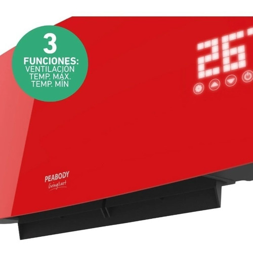 Imagen 4 de 9 de Caloventor Pared Peabody Pe-cvl20b Led 2000 W Placa Vidrio