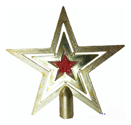 Estrella Para Árbol De Navidad, Calada, Puntero Dorado