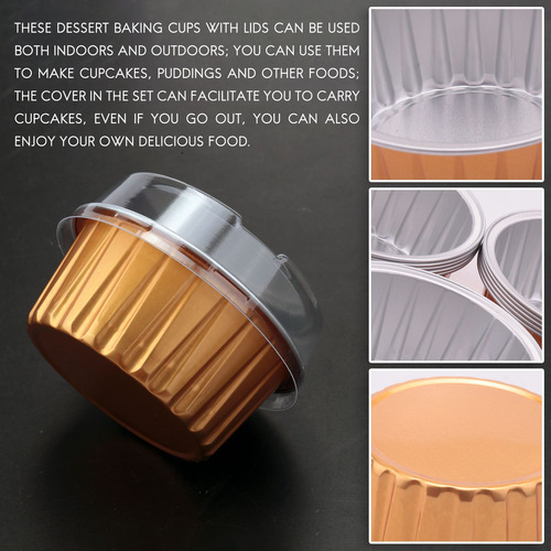 Tazas De Postre Con Tapa, Paquete De 25 Tazas Para Hornear D