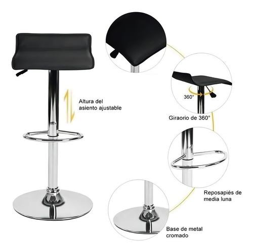 Silla Ajustable Banco Giratorio Para Barra Cocina Bar Color Negro