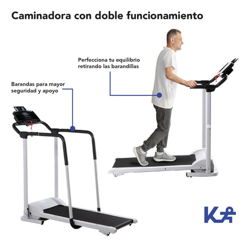 Caminadora Electrica Barandas De Seguridad Plegable 2 Hp Color Gris