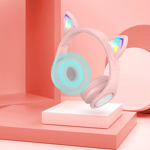 Audífono Bluetooth Diadema Gato Con Luz
