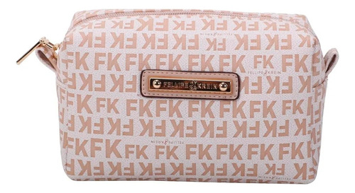 Necessaire Feminina Fellipe Krein Fk660 Monograma Premium Cor Nude Desenho do tecido Liso