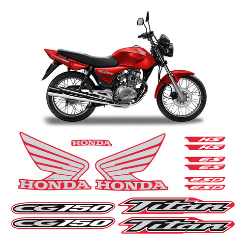Adesivos P/ Honda Cg Titan 150 2004 Moto Vermelha - Genérico