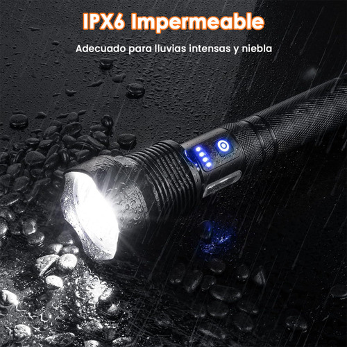 W Lanterna Tática Led Recarregável De 180000lm, Potente,