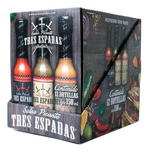 Salsa Habanero Tres Espadas 12 Pack Naranja 150 Ml
